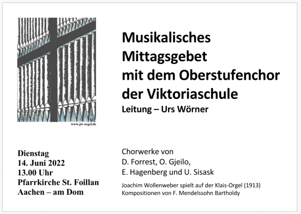 Musikalisches Mittagsgebet mit dem Oberstufenchor am 14.06.2022