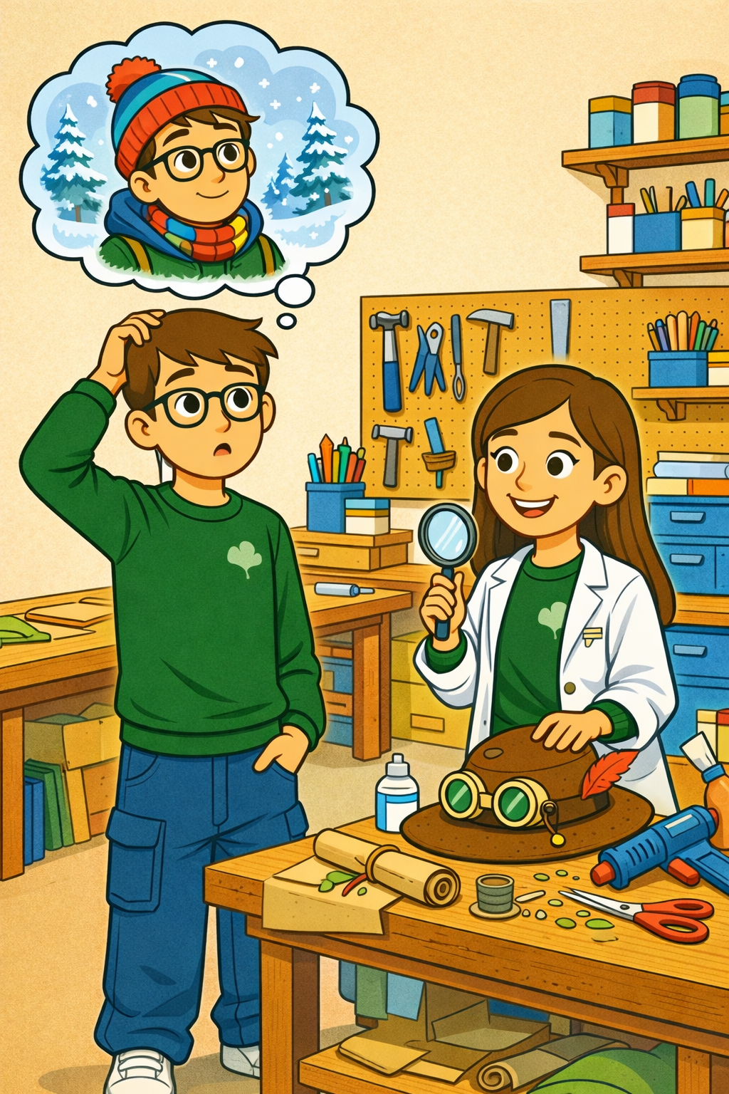 Viktor und Viktoria im Werkraum