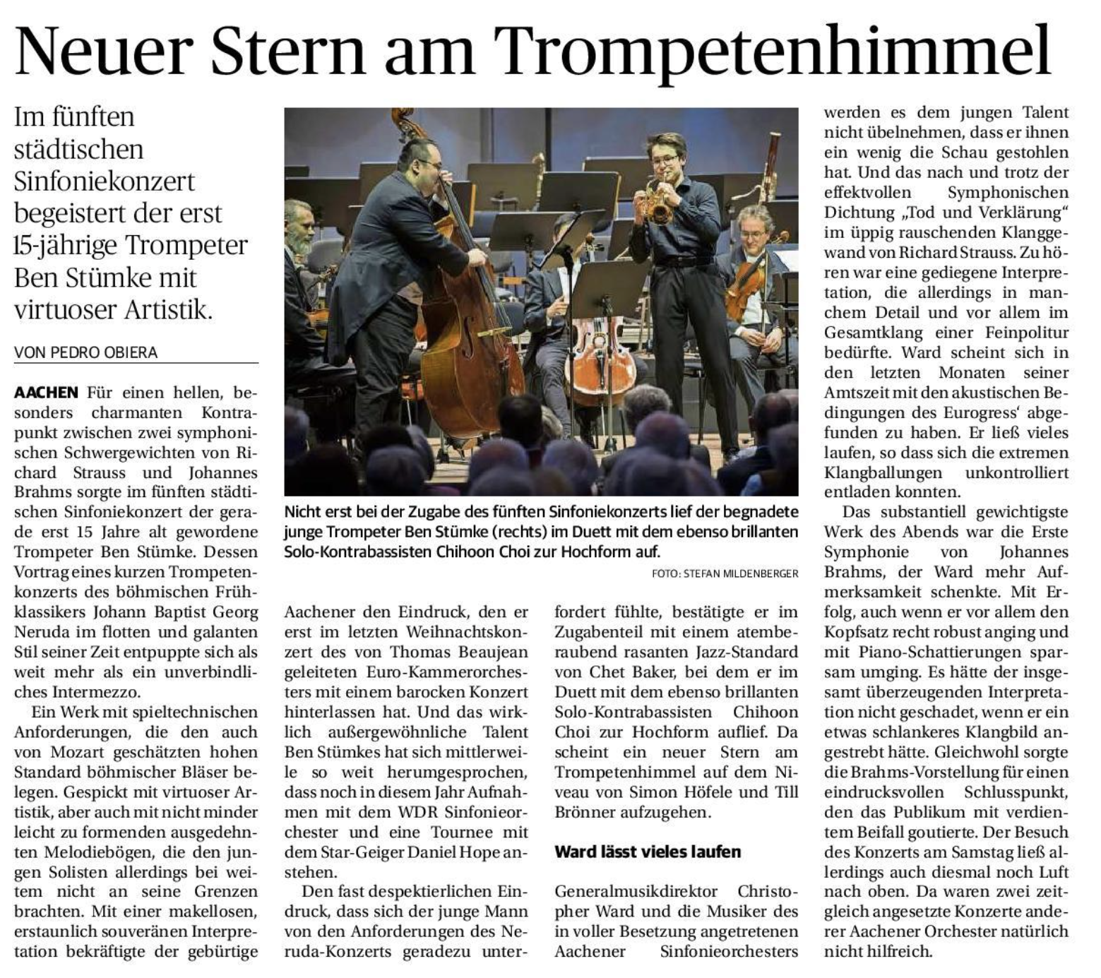 20260323 Aachener Zeitung - Neuer Stern am Trompetenhimmel