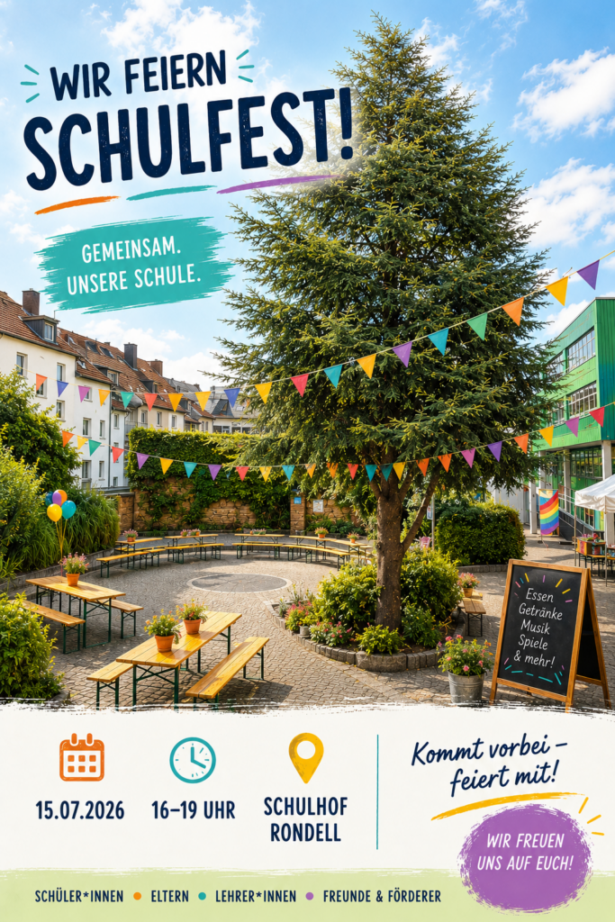 Plakat zum Schulfest 2026